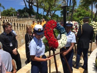 Coast Guard participates in Vietnam Veterans of America Puerto Rico State Coast Guardsmen laying a w