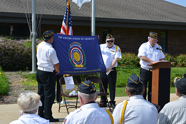 Commander Gary Stewart &#38; 1st Vic-Commander David Czysz holding the Vietnam War Commemoration Flag.