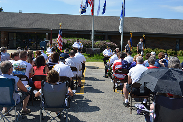 Picture of the Memorial Ceremony in front of the Muskego City Building.