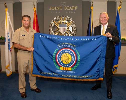 Navy Adm. John Aquilino, Commander, U.S. Indo-Pacific Command at the Pentagon, as a Commemorative Am