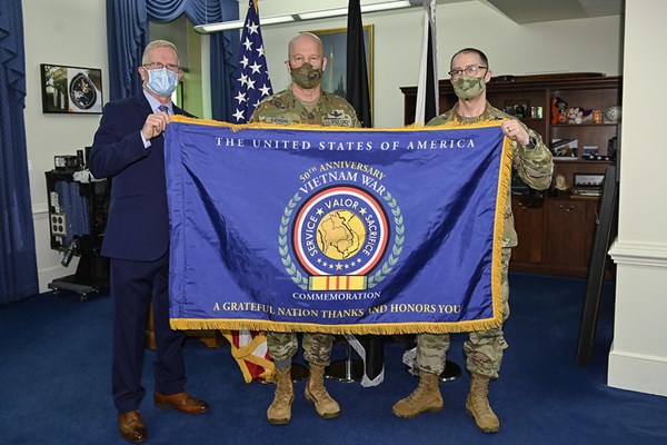 Privileged to present the Commemorative flag to Chief of Space Operations Gen. John W. Raymond with 