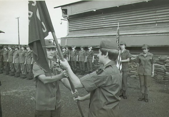 CPT Murphy takes command from CPTJurgevich, WAC BN VIETNAM