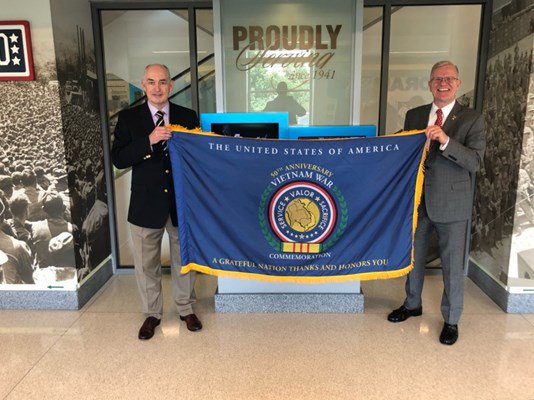 We were privileged to present the Commemorative flag to Dr. Jack Dyer Crouch II, USO President and C