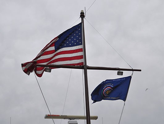 USS Sequoia Presidential Yacht, receives their Commemorative Partner flag and certificate.