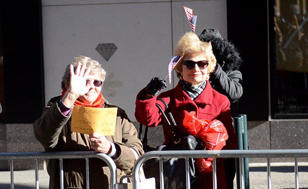 Supportive crowd at NYC Veterans Day Parade