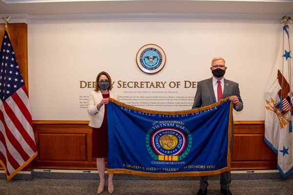 Privileged to present the Commemorative flag to Deputy Secretary of Defense Kathleen H. Hicks. Thank