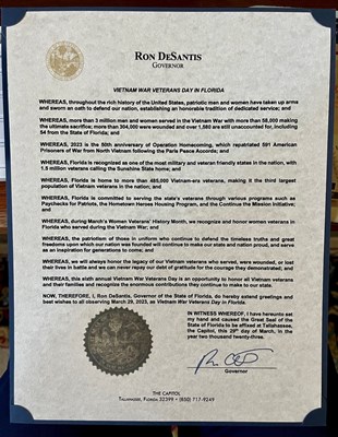 State proclamation by Governor DeSantis.