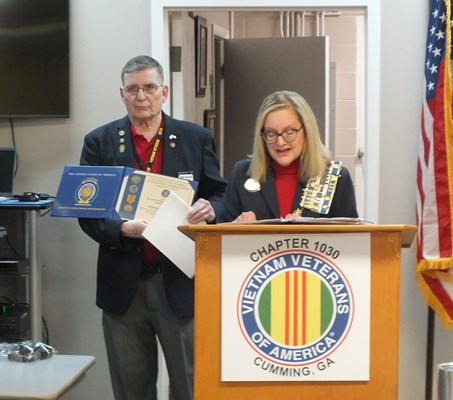 Honorary Partner ceremony for GA VVA 1030 Chapter by the GA  Martha Stewart Bulloch Chapter NSDAR.