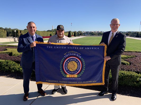 Privileged to present the Commemorative flag to The Honorable Gilbert Cisneros, Undersecretary of De