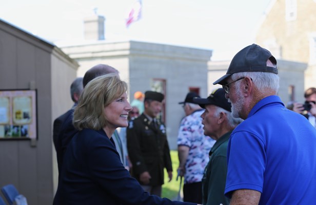 U.S. Rep. Claudia Tenney &#40;NY-24&#41; speaks with a Vietnam veteran. 