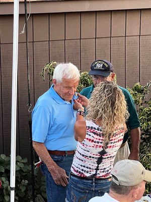 Vietnam veteran &#8220;Pat&#8221; John Bell was presented a Vietnam Veteran Lapel Pin.