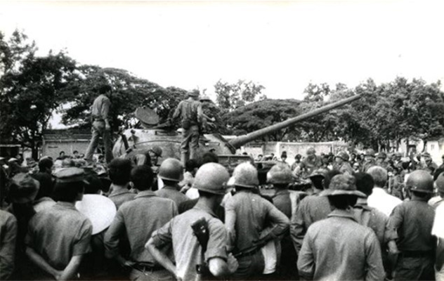 Captured PAVN T-59 on display, Kontum