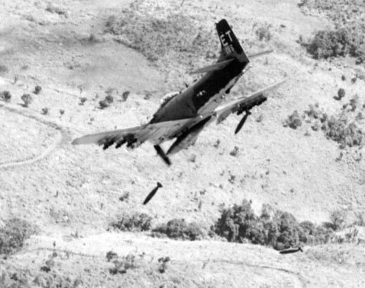 Photo of a U.S> Air Force A-1H Skyraider from the 6rh Special Ops Squadron, similar to the aircraft flown by Col. Fallon, 1968.