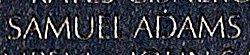 Engraved name on The Wall of Chief Master Sergeant Samuel Adams, U.S. Air Force.