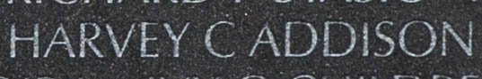 Engraved name on The Wall of Warrant Officer Harvey C. Addison, U.S. Army