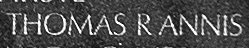 Engraved name on The Wall of Airman First Class Thomas Richard Annis, U.S. Air Force