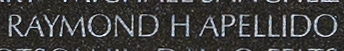 Engraved name on The Wall of Specialist Four Raymond H. Apellido, U.S. Army