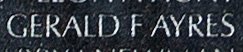 Engraved name on The Wall of Major Gerald F. Ayres, U.S. Air Force