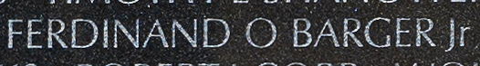 Engraved name on The Wall of Lieutenant Colonel Ferdinand O. Barger, Jr., U.S. Army