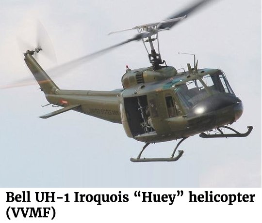 Photo of a Bell UH-1 Iroquois “Huey” helicopter (VVMF)