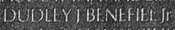 Engraved name on The Wall of First Sergeant Dudley J. Benefiel, Jr., U.S. Army