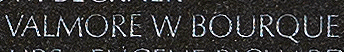 Engraved name on The Wall of Captain Valmore W. Borque, U.S. Air Force