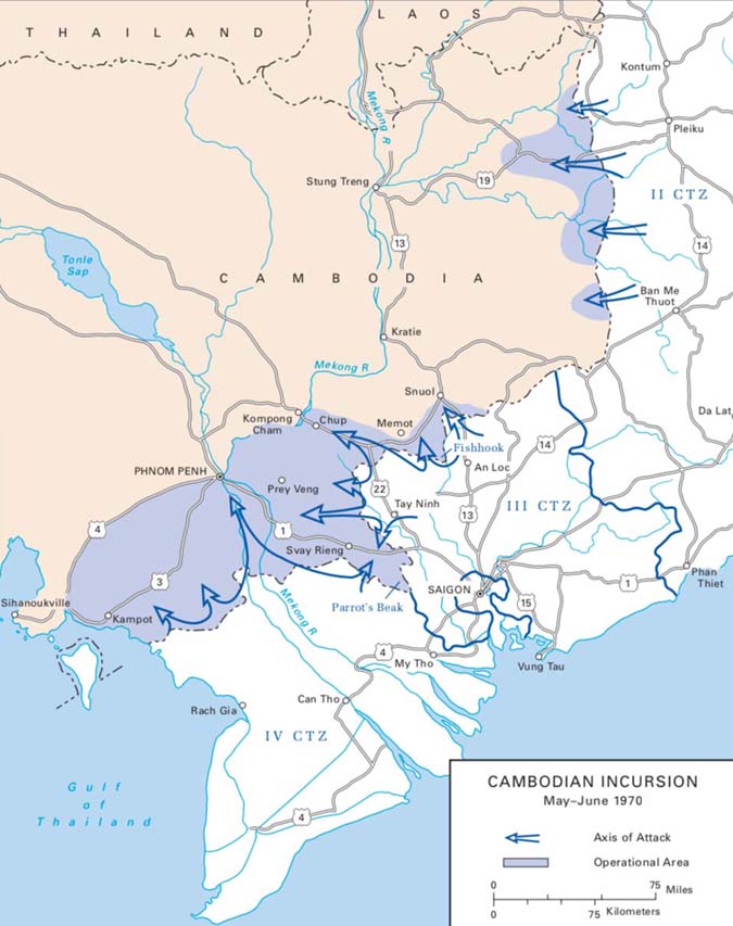 Cambodian Incursion Map