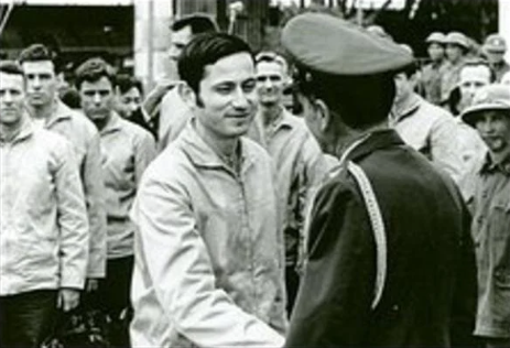 Photo of Captain Al Brudno, released from captivity in Hanoi, North Vietnam, February 11, 1973 (VVMF)