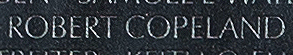 Engraved name on The Wall of Corporal Robert Copeland, U.S. Marine Corps