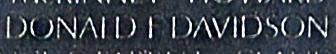 Engraved name on The Wall of Lance Corporal Donald F. Davidson, U.S. Marine Corps