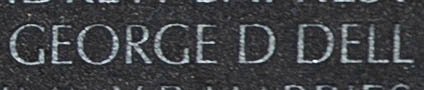 Engraved name on The Wall of Specialist Five George D. Dell, U.S. Army