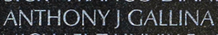 Engraved name on The Wall of Specialist Four Anthony J. Gallina, U.S. Army