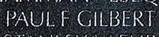 Engraved name on The Wall of Captain Paul F. Gilbert, U.S. Air Force