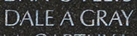 Engraved name on The Wall of Specialist Four Dale A. Gray, U.S. Army