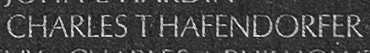 Engraved name on The Wall of Captain Charles Thomas Hafendorfer, U.S. Air Force