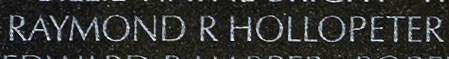 Engraved name on The Wall of Specialist Four Raymond R. Hollopeter, U.S. Army