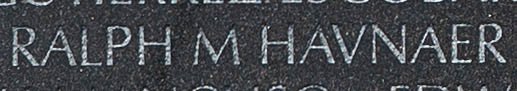 Engraved name on The Wall of Warrant Officer Ralph M. Havnaer, U.S. Army