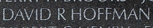 Engraved name on The Wall of Warrant Officer David R. Hoffman, U.S. Army