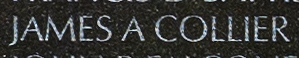 Engraved name on The Wall of Private First Class James A. Collier, U.S. Army