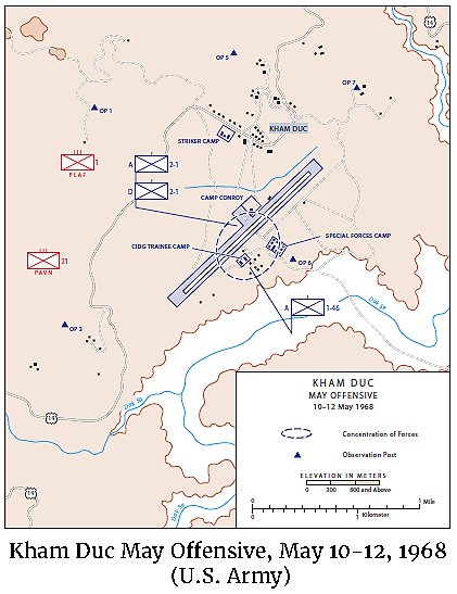 Map of the Kham Duc May Offensive from May 10-12, 1968 (U.S. Army)