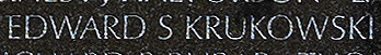 Engraved name on The Wall of Captain Edward S. Krukowsk,i U.S. Air Force