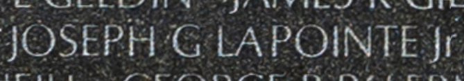 Specialist 4 Joseph “Guy” LaPointe, Jr.'s name inscribed on The Wall.