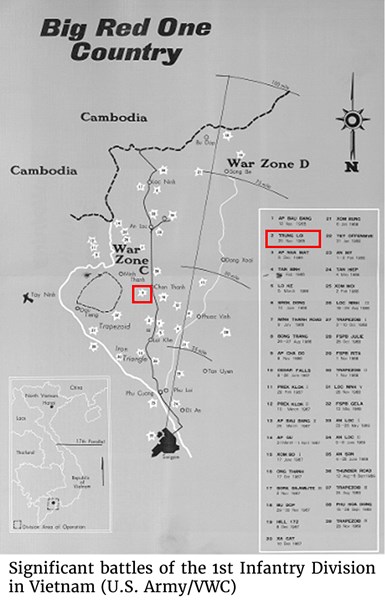 Map of significant battles of the 1st Infantry Division in Vietnam. (U.S. Army/VWC)