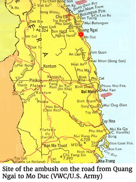 Map of the site of the ambush on the road from Quang Ngai to Mo Duc (VWC/U.S. Army)