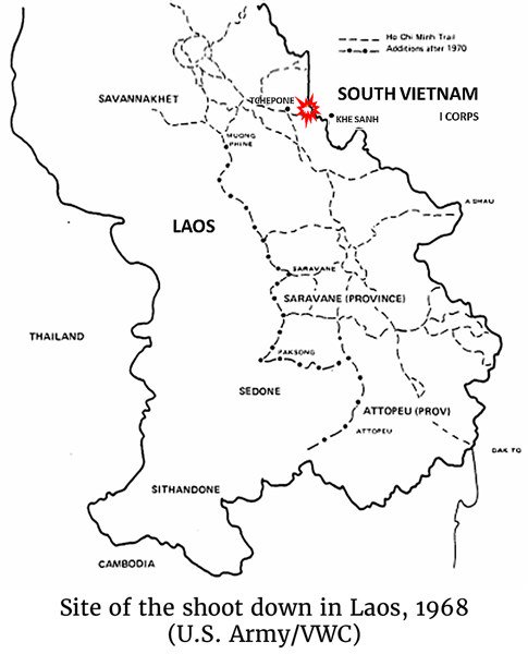 Map of the site of the shoot down in Laos, 1968 (U.S. Army/VWC)