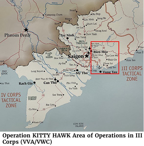 Map of Operation KITTY HAWK Area of Operations in III Corps (VVA/VWC)