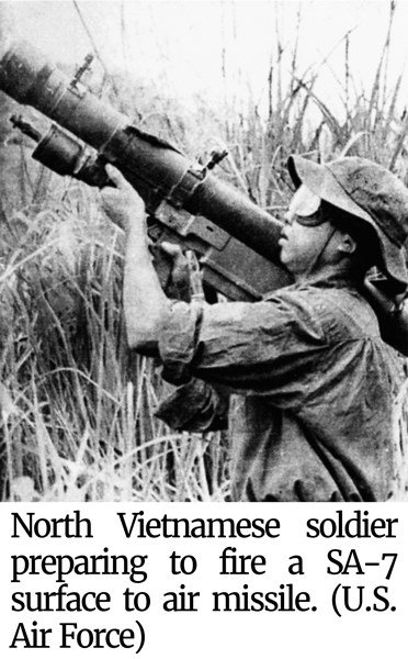 Photo of a North Vietnamese soldier preparing to fire a SA-7 surface to air missile. (U.S. Air Force)