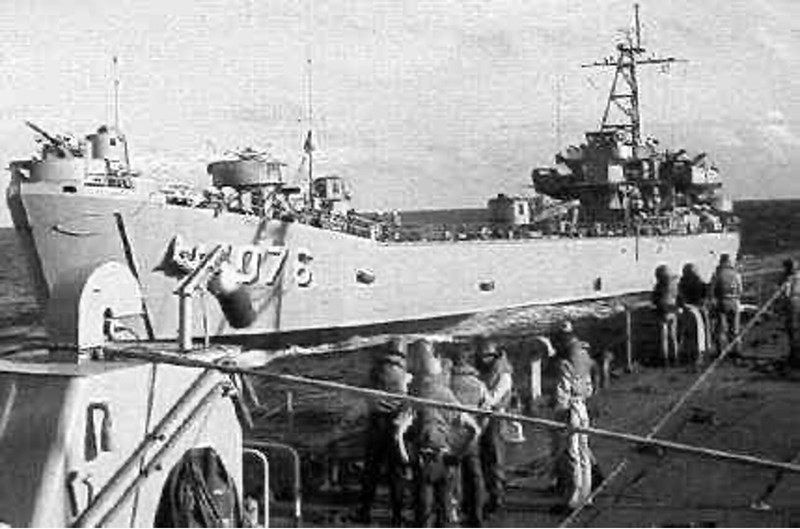 Photo of the USS Page County (LST-1076) Vocus portamus (“You call we haul”) provided by the U.S. Navy.