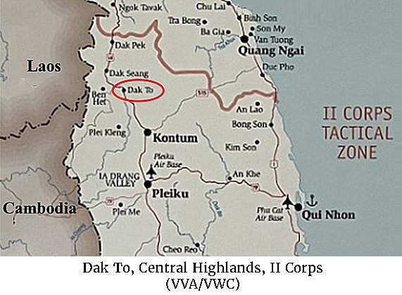 Map of Dak To, Central Highlands, II Corps (VVA/VWC)