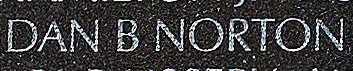 Engraved name on The Wall of Petty Officer First Class Dan B. Norton, U.S. Navy